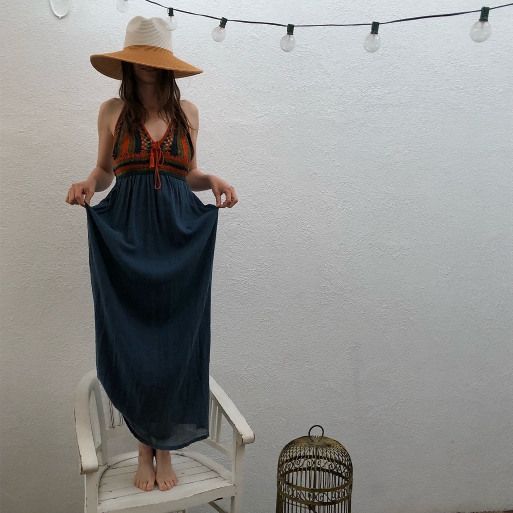 Zara Knit Crochet Top Maxi Dress, Small - Picture 8 of 8